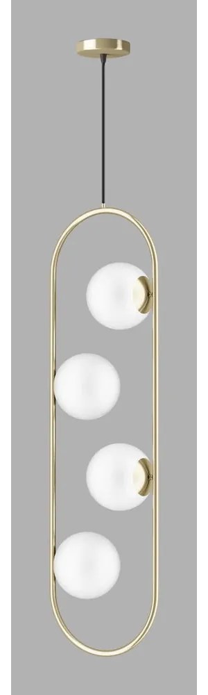 Lampadario dorato con paralume in vetro Club – Squid Lighting