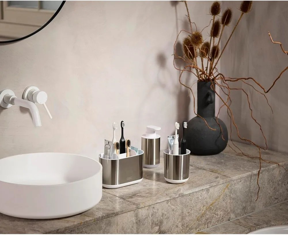 Portaspazzolino argentato in acciaio inox Duo Steel – Joseph Joseph