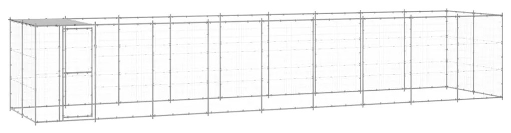 Gabbia Per Cani Da Esterno İn Acciaio Zincato Con Tetto 21,78m² /