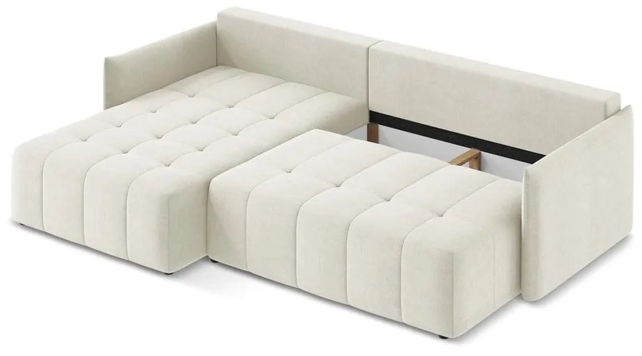 Divano angolare beige allungabile/con contenitore (con penisola a sinistra/con chaise lounge) Moku – Makamii