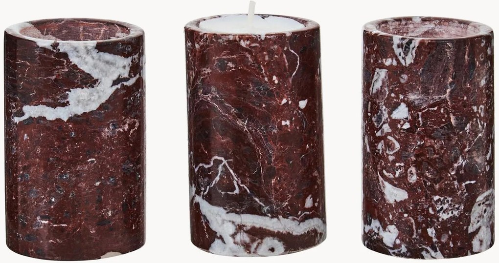 Set di 3 portalumini in marmo Salmo