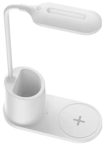 Lampada da tavolo LED LED/3W/5V con caricatore wireless bianco