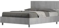 Letto Matrimoniale francese 140x200 cm testata dritta Demas - Senza rete,Grigio