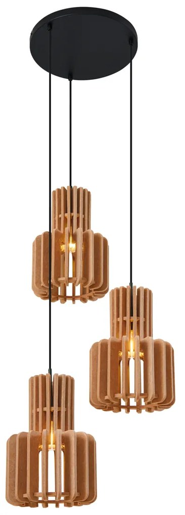 Lampada a sospensione retrò nera con arancione 3 luci - Felt