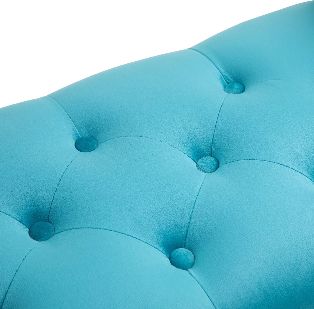 Panca con Braccioli in Tessuto Velluto Capitonné 117x40x58 cm  Blu...