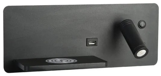 Immax 08288L-LED Applique con ripiano, USB e ricarica wireless LED/3W/230V + LED/3W