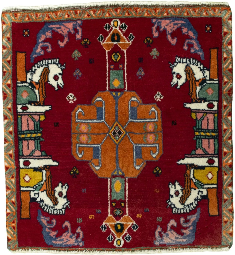 Shiraz Tappeto persiano 60x60 Rosso (Iran) Annodato A Mano