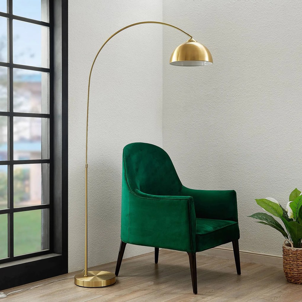 Lindby Lennart piantana ad arco, ottone satinato