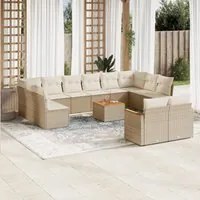 Set Divano da Giardino 13 pz con Cuscini Beige in Polyrattan 3226450