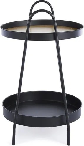 Tavolino tondo stile industrial piano in legno e struttura in acciaio Everitt D41 Bizzotto