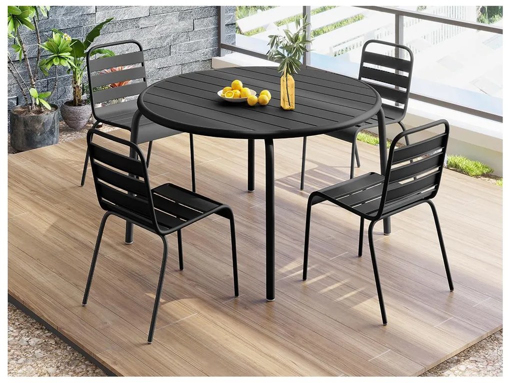 Tavolo da giardino tondo D.110 cm in Metallo Nero  - MIRMANDE di MYLIA