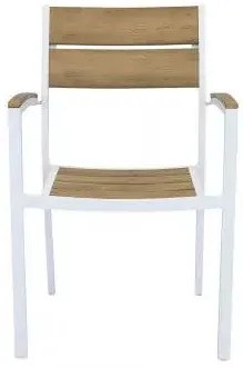 Poltrona Cayman con Struttura in Alluminio e Seduta in Polywood Teak, Bianco