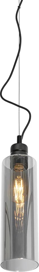 Lampada a sospensione moderna nera con vetro fumé - Stavelot