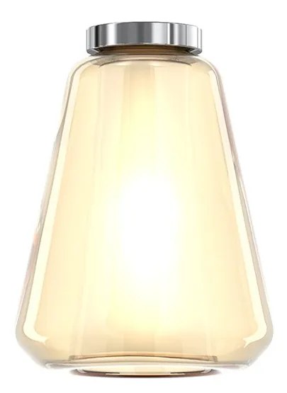 Plafoniera Contemporanea Double Skin Gamma Metallo Cromo Vetro Ambra 1 Luce E27