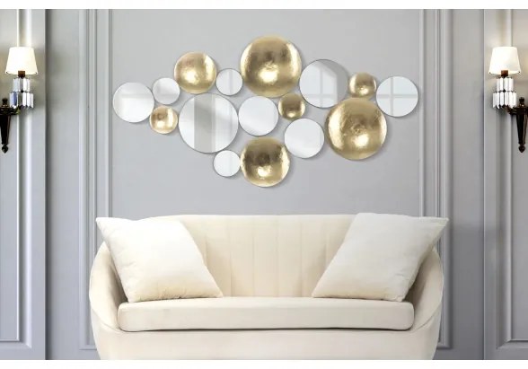 Pannello Decorativo Gold Mirror Glam 118X2,5X60 Cm In Ferro Con Specchi