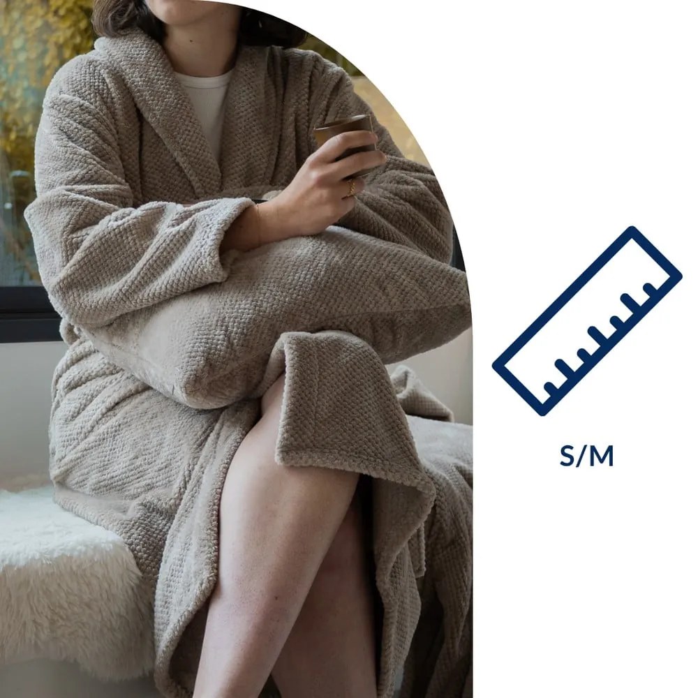 Accappatoio grigio tortora in micropile S/M Pippa – Tiseco Home Studio