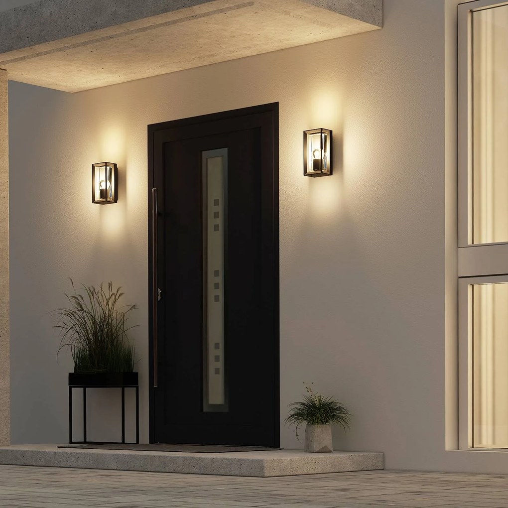 Arcchio applique da esterno Ismera, antracite/trasparente, IP65, vetro