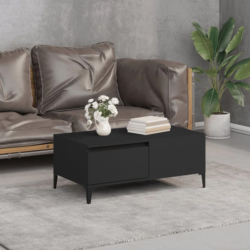 Tavolino Da Salotto Nero 90x50x36,5 Cm İn Legno Multistrato /