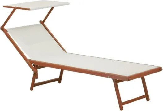 Lettino Prendisole In Alluminio Effetto Legno 61x186x40 Cm Wooden Telo Bianco