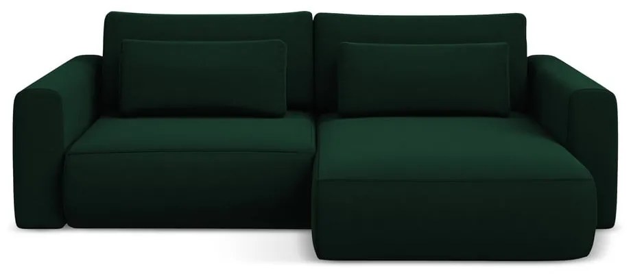 Divano angolare verde allungabile/con contenitore (con penisola a destra/con chaise lounge) con rivestimento in velluto Kapua – Makamii