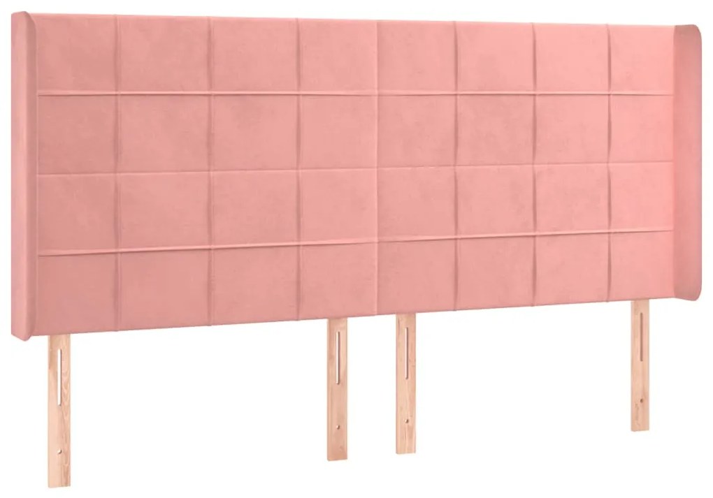 Testiera a led rosa 183x16x118/128 cm in velluto