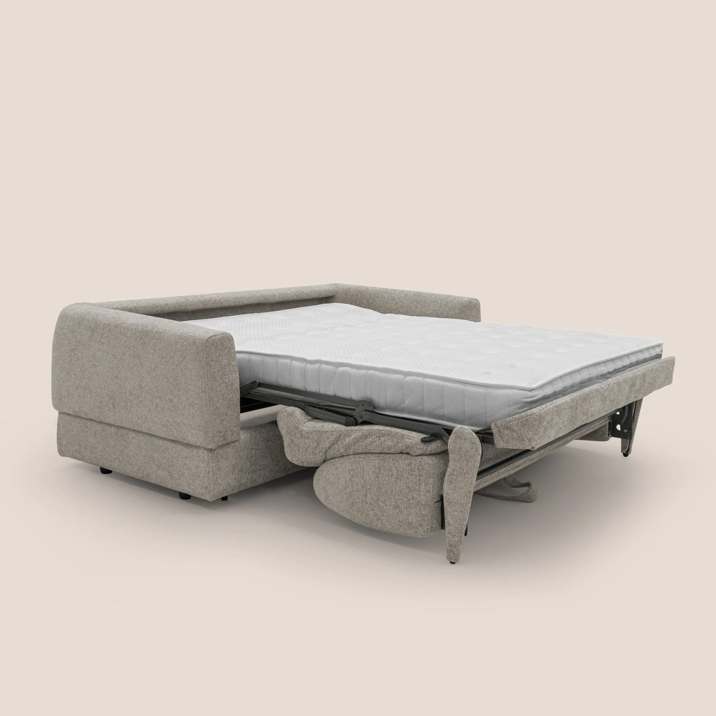 Happy Divano letto matrimoniale con materasso h18 cm in tessuto impermeabile T10 tortora