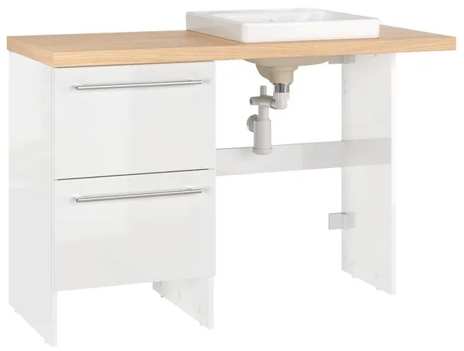 Mobile bagno con lavabo, top incluso L 107 x H 73.2 x P 46 cm bianco e rovere naturale in truciolare 2 cassetti Remix Positive
