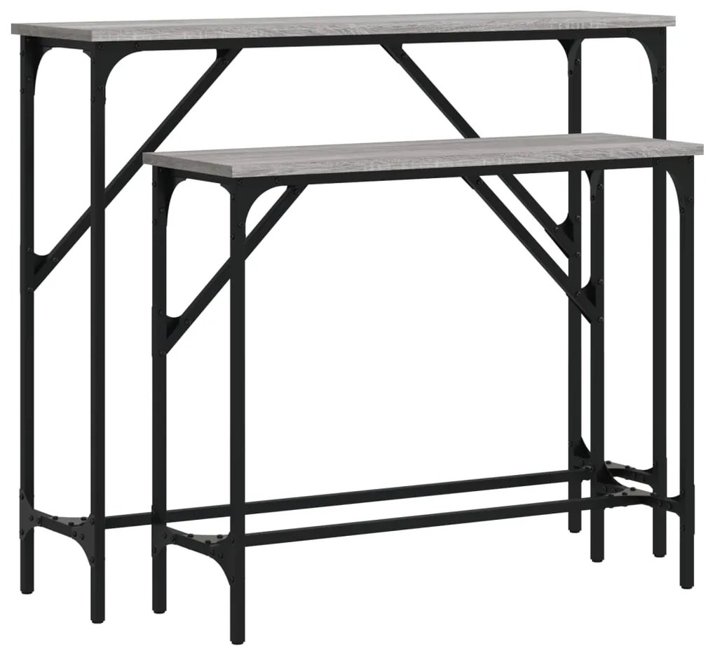 Tavolini consolle 2 pz grigio sonoma in legno multistrato