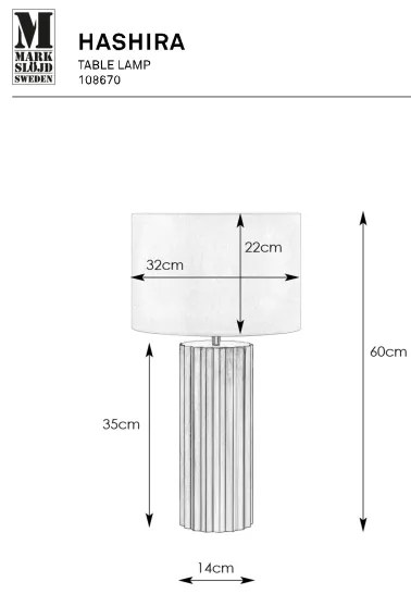Markslöjd 108670 - Lampada da tavolo HASHIRA 1xE27/40W/230V bianco/nero