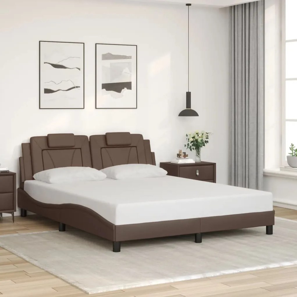 Giroletto Con Testiera Marrone 160x200 Cm İn Similpelle /