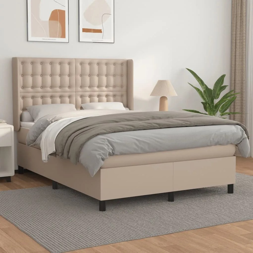 Giroletto A Molle Con Materasso Cappuccino 140x190cm Similpelle /