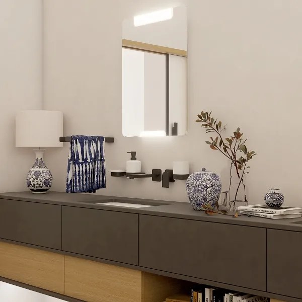 NIMCO NKC set-31K-T-90-Distributore di sapone, portaspazzolino e gancio a muro NIKAU