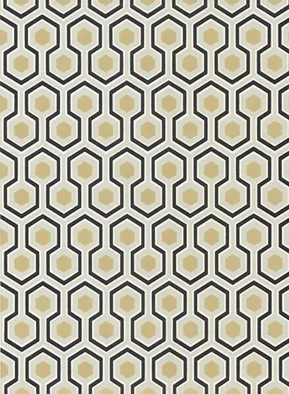 Cole & Son Carta da parati Hicks Hexagon - Schwarz/ Gold