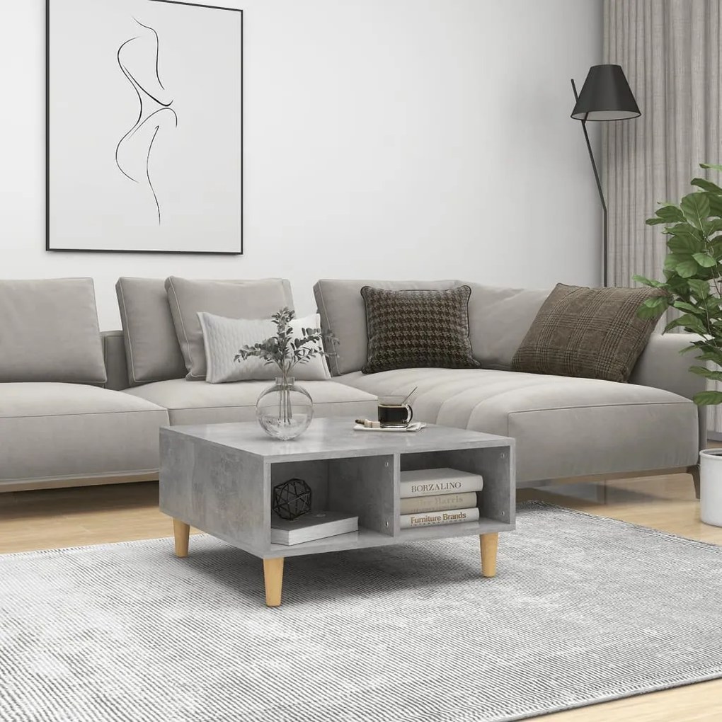 Tavolino Da Salotto Grigio Cemento 60x60x30cm Legno Multistrato /