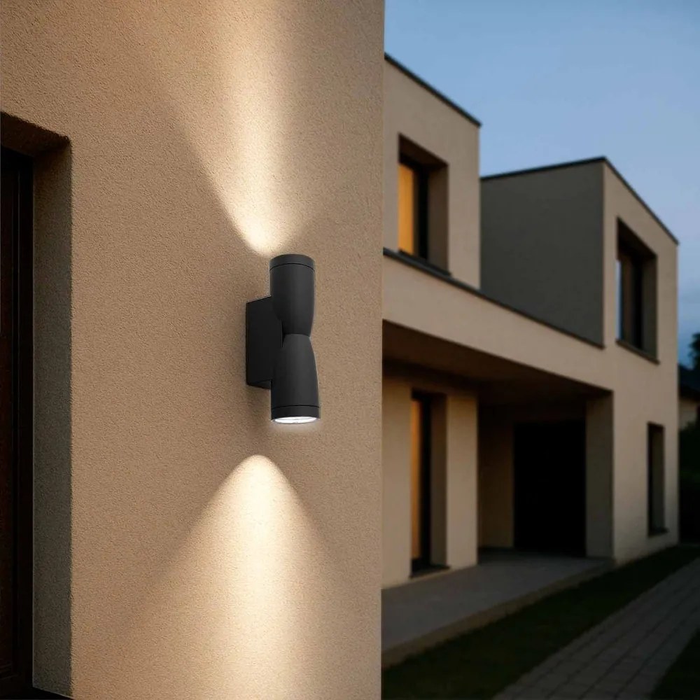 Applique Conica a Clessidra Bidirezionale, IP65 GU10 - Nera Colore del corpo Nero