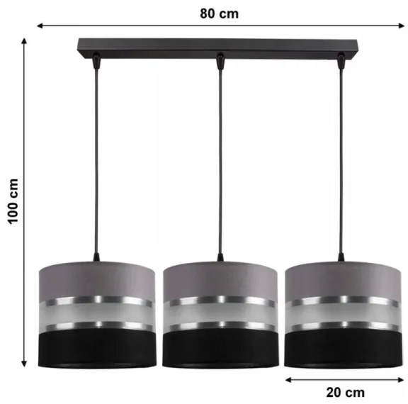 Lampadario a sospensione con filo CORAL 3xE27/60W/230V nero-grigio