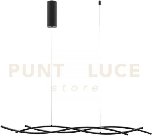 Lampadario a sospensione led kinetic nera 40w 5100lm cct 3000k 4000...