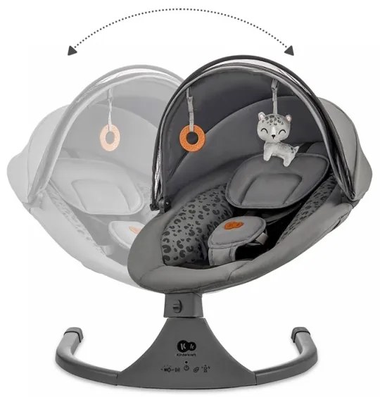 KINDERKRAFT - Altalena per bambini con melodia 2in1 LUMI 4xAAA grigio scuro