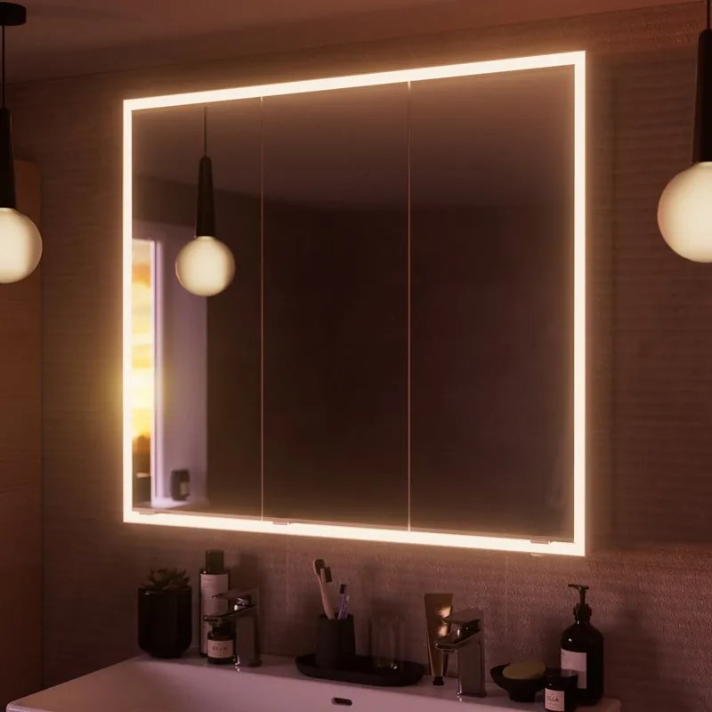 Specchio Contenitore Con Illuminazione SENSEA bianco L 90 x H 80 x P 16.9 cm