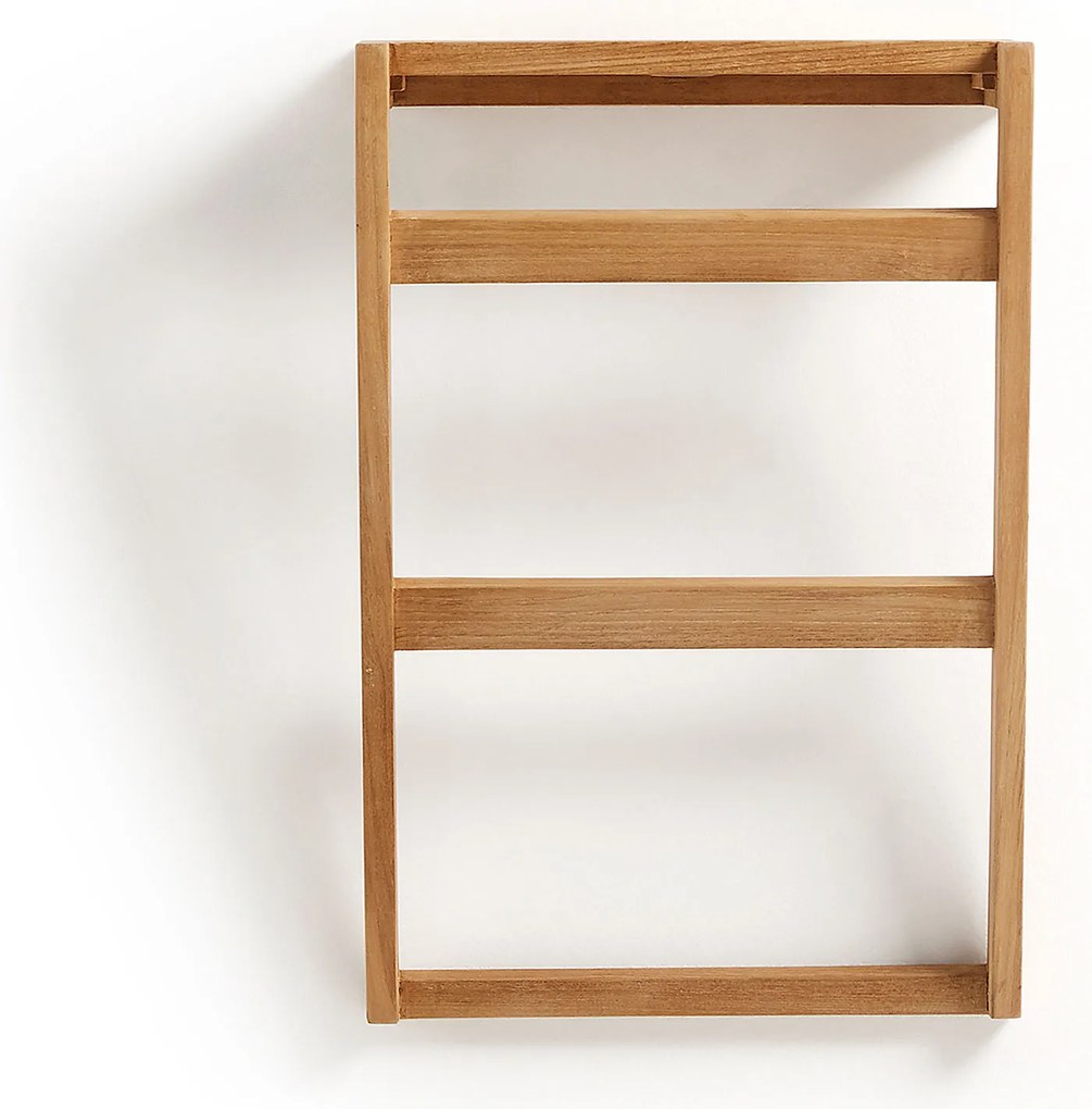 Kave Home - Porta asciugamani da parete Kuveni in legno massiccio di teca 40 x 63 cm
