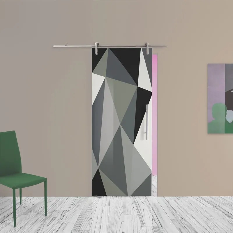 Porta scorrevole Carpet 3 in vetro multicolore, L 88 x H 215 cm, con binario Atelier nero Sinistra