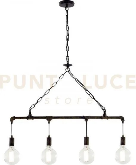 Lampadario a sospensione amarcord ruggine 4 luci attacco e27 86x110cm