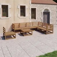 Set Divani da Giardino 8 pz Marrone Miele in Massello di Pino 3075772