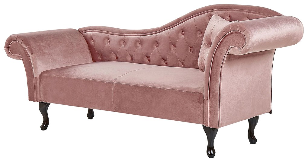 Chaise longue per lato destro in velluto rosa LATTES Beliani