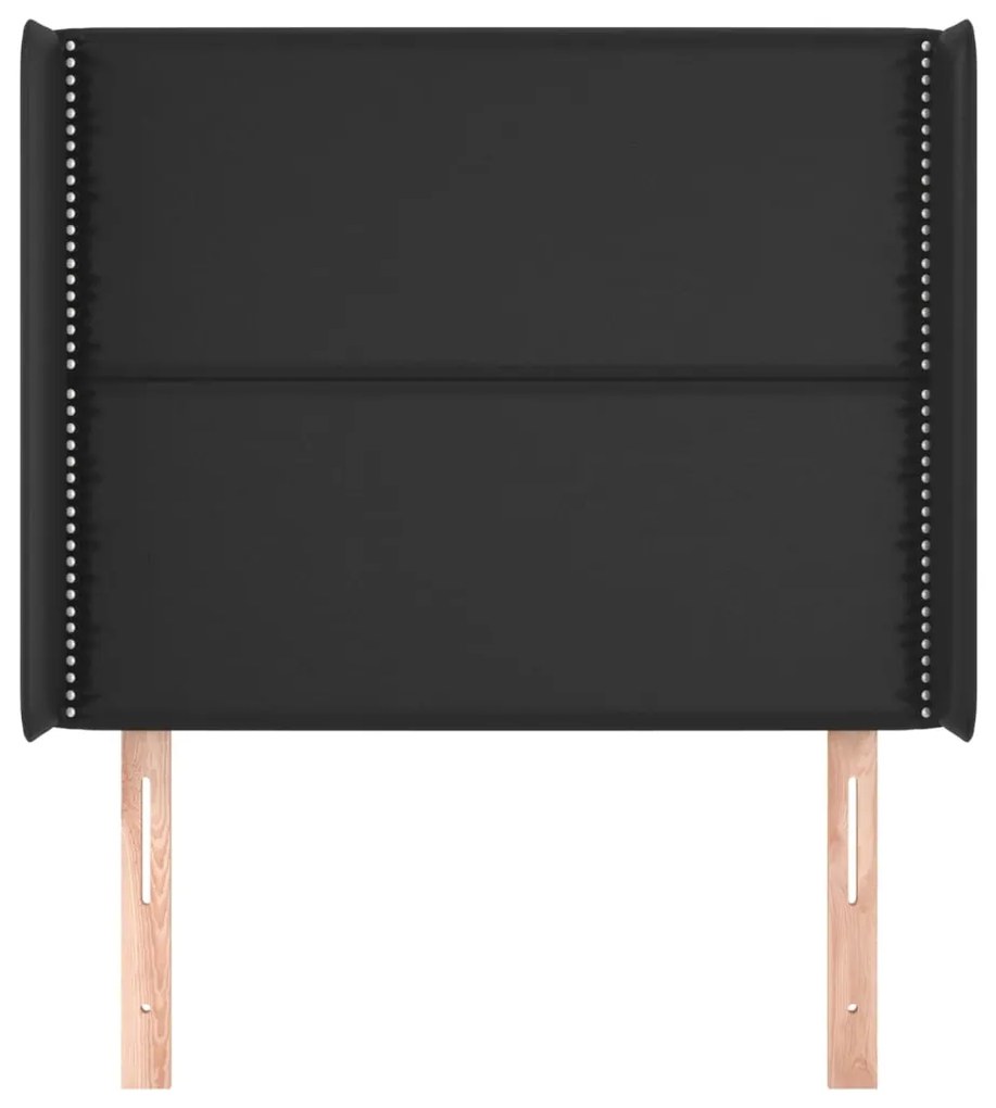 Testiera ad orecchio nera 93x16x118/128 cm in similpelle