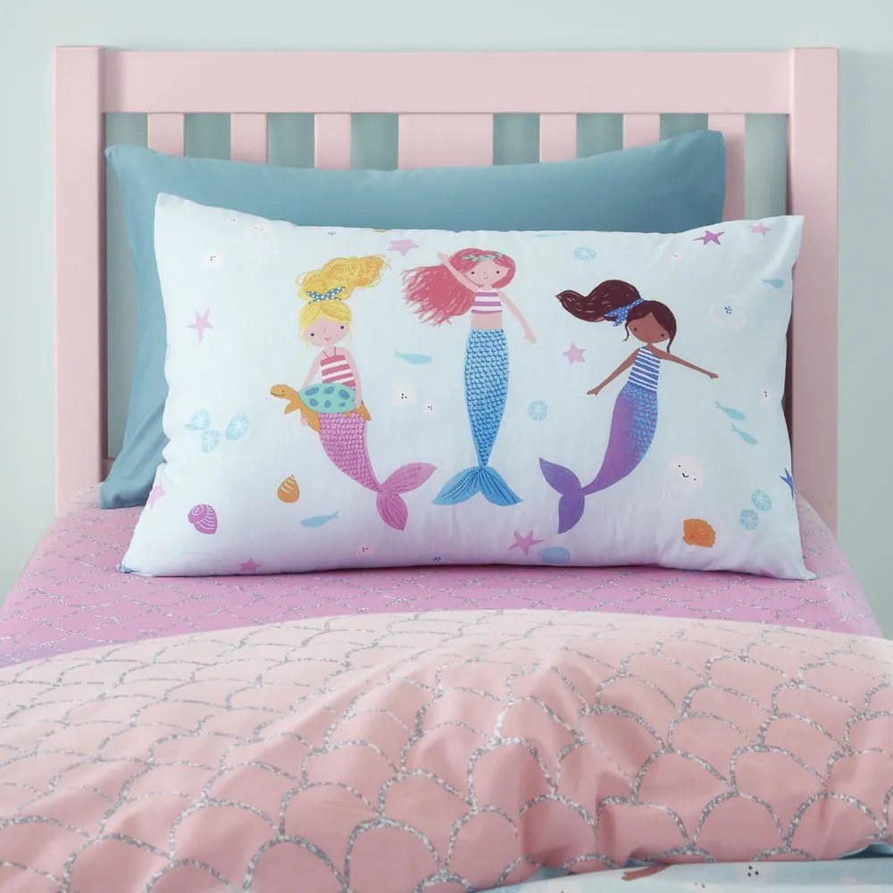 Set copripiumino e federa da bambini blu per letto matrimoniale 200x200 cm Mermaid – Catherine Lansfield
