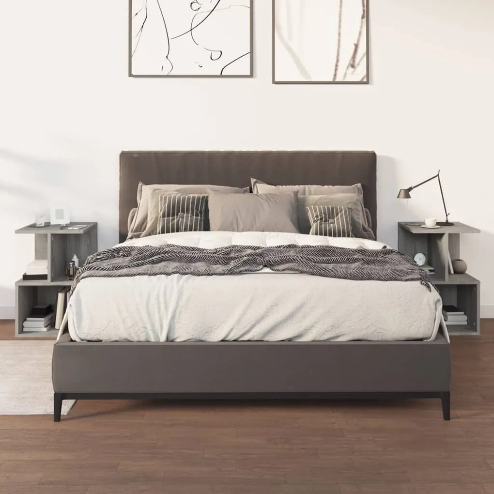 Comodini 2 Pz Grigio Sonoma 35x35x55 Cm İn Legno Multistrato /