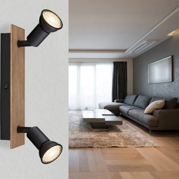 Globo 57998-2W - Luce Spot DREW 2xGU10/35W/230V legno/nero