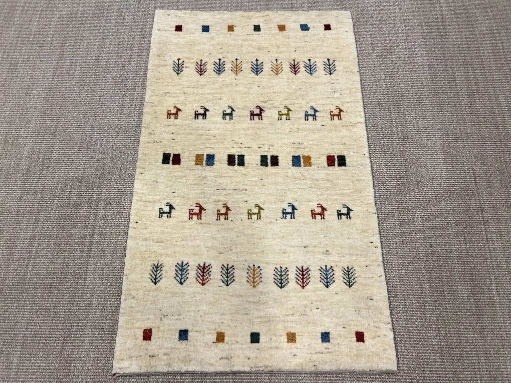 Gabbeh Tappeto 130x80 Beige (Iran) Annodato A Mano