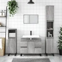 Armadietto Bagno Grigio Sonoma 30x30x100cm in Legno Multistrato 831570